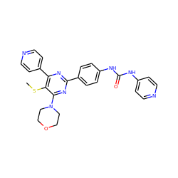 CSc1c(-c2ccncc2)nc(-c2ccc(NC(=O)Nc3ccncc3)cc2)nc1N1CCOCC1 ZINC000118175028