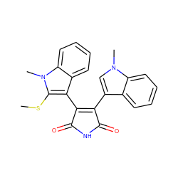 CSc1c(C2=C(c3cn(C)c4ccccc34)C(=O)NC2=O)c2ccccc2n1C ZINC000013447815