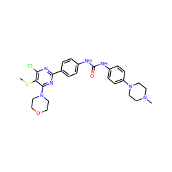 CSc1c(Cl)nc(-c2ccc(NC(=O)Nc3ccc(N4CCN(C)CC4)cc3)cc2)nc1N1CCOCC1 ZINC000118173568