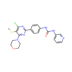 CSc1c(Cl)nc(-c2ccc(NC(=O)Nc3cccnc3)cc2)nc1N1CCOCC1 ZINC000221186635