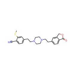 CSc1cc(CCN2CCN(CCc3ccc4c(c3)COC4=O)CC2)ccc1C#N ZINC000095558822