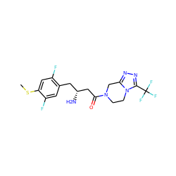 CSc1cc(F)c(C[C@@H](N)CC(=O)N2CCn3c(nnc3C(F)(F)F)C2)cc1F ZINC000014958979