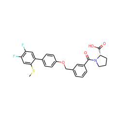 CSc1cc(F)c(F)cc1-c1ccc(OCc2cccc(C(=O)N3CCC[C@H]3C(=O)O)c2)cc1 ZINC000221671169