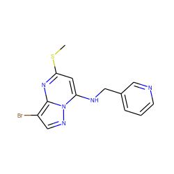 CSc1cc(NCc2cccnc2)n2ncc(Br)c2n1 ZINC000028958932