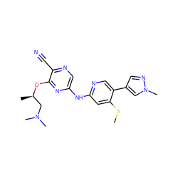 CSc1cc(Nc2cnc(C#N)c(O[C@H](C)CN(C)C)n2)ncc1-c1cnn(C)c1 ZINC000095557908