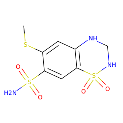 CSc1cc2c(cc1S(N)(=O)=O)S(=O)(=O)NCN2 ZINC000034799865