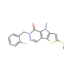 CSc1cc2c(s1)c1cnn(Cc3ccccc3F)c(=O)c1n2C ZINC000036380223