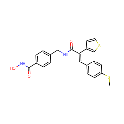 CSc1ccc(/C=C(/C(=O)NCc2ccc(C(=O)NO)cc2)c2ccsc2)cc1 ZINC000059259822