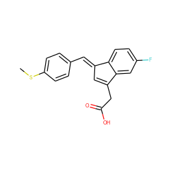 CSc1ccc(/C=C2\C=C(CC(=O)O)c3cc(F)ccc32)cc1 ZINC000038248277