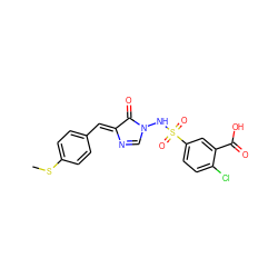 CSc1ccc(/C=C2\N=CN(NS(=O)(=O)c3ccc(Cl)c(C(=O)O)c3)C2=O)cc1 ZINC000036151596