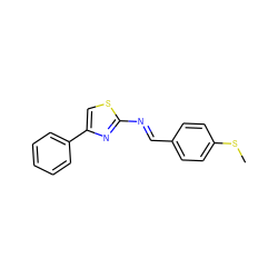 CSc1ccc(/C=N/c2nc(-c3ccccc3)cs2)cc1 ZINC001772652010