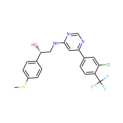 CSc1ccc([C@H](O)CNc2cc(-c3ccc(C(F)(F)F)c(Cl)c3)ncn2)cc1 ZINC000103261225