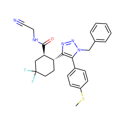 CSc1ccc(-c2c([C@@H]3CCC(F)(F)C[C@H]3C(=O)NCC#N)nnn2Cc2ccccc2)cc1 ZINC000014972369