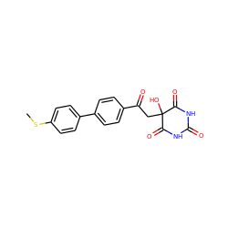 CSc1ccc(-c2ccc(C(=O)CC3(O)C(=O)NC(=O)NC3=O)cc2)cc1 ZINC000095573547