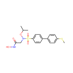 CSc1ccc(-c2ccc(S(=O)(=O)N(CC(=O)NO)OC(C)C)cc2)cc1 ZINC000043010604