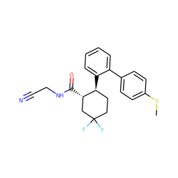 CSc1ccc(-c2ccccc2[C@H]2CCC(F)(F)C[C@@H]2C(=O)NCC#N)cc1 ZINC000013680851