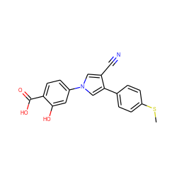 CSc1ccc(-c2cn(-c3ccc(C(=O)O)c(O)c3)cc2C#N)cc1 ZINC000200834341