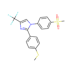 CSc1ccc(-c2nc(C(F)(F)F)cn2-c2ccc(S(C)(=O)=O)cc2)cc1 ZINC000003814584