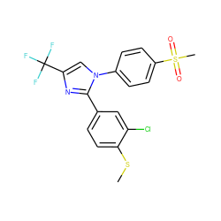 CSc1ccc(-c2nc(C(F)(F)F)cn2-c2ccc(S(C)(=O)=O)cc2)cc1Cl ZINC000003814597