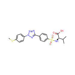 CSc1ccc(-n2nnc(-c3ccc(S(=O)(=O)N[C@@H](C(=O)O)C(C)C)cc3)n2)cc1 ZINC000001896200