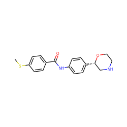 CSc1ccc(C(=O)Nc2ccc([C@H]3CNCCO3)cc2)cc1 ZINC000117716807