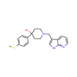 CSc1ccc(C2(O)CCN(Cc3c[nH]c4ncccc34)CC2)cc1 ZINC000053226480