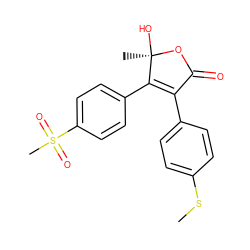 CSc1ccc(C2=C(c3ccc(S(C)(=O)=O)cc3)[C@@](C)(O)OC2=O)cc1 ZINC000013488599