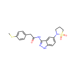 CSc1ccc(CC(=O)Nc2n[nH]c3ccc(N4CCCS4(=O)=O)cc23)cc1 ZINC000029041459