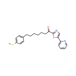 CSc1ccc(CCCCCCC(=O)c2ncc(-c3ccccn3)o2)cc1 ZINC000014979864