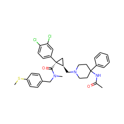 CSc1ccc(CN(C)C(=O)[C@]2(c3ccc(Cl)c(Cl)c3)C[C@H]2CN2CCC(NC(C)=O)(c3ccccc3)CC2)cc1 ZINC000066073706