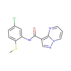 CSc1ccc(Cl)cc1NC(=O)c1cnn2cccnc12 ZINC000064492706