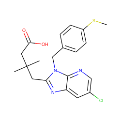 CSc1ccc(Cn2c(CC(C)(C)CC(=O)O)nc3cc(Cl)cnc32)cc1 ZINC000013826801