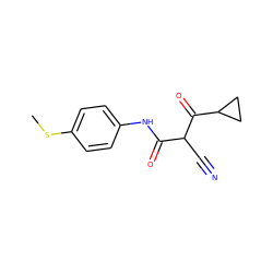 CSc1ccc(NC(=O)C(C#N)C(=O)C2CC2)cc1 ZINC000100784942