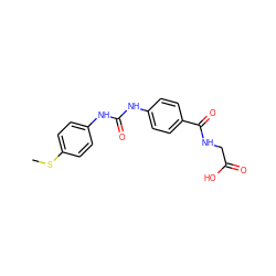 CSc1ccc(NC(=O)Nc2ccc(C(=O)NCC(=O)O)cc2)cc1 ZINC000000641146