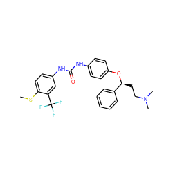 CSc1ccc(NC(=O)Nc2ccc(O[C@@H](CCN(C)C)c3ccccc3)cc2)cc1C(F)(F)F ZINC000169345053