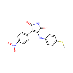 CSc1ccc(NC2=C(c3ccc([N+](=O)[O-])cc3)C(=O)NC2=O)cc1 ZINC000014946035