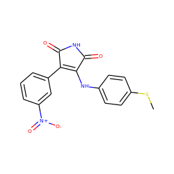 CSc1ccc(NC2=C(c3cccc([N+](=O)[O-])c3)C(=O)NC2=O)cc1 ZINC000014946032