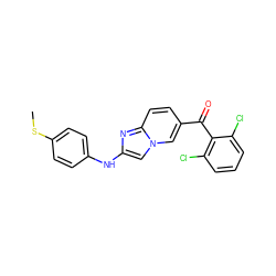 CSc1ccc(Nc2cn3cc(C(=O)c4c(Cl)cccc4Cl)ccc3n2)cc1 ZINC000014945519