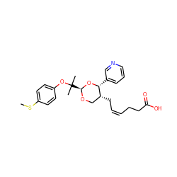 CSc1ccc(OC(C)(C)[C@@H]2OC[C@@H](C/C=C\CCC(=O)O)[C@@H](c3cccnc3)O2)cc1 ZINC000027758314