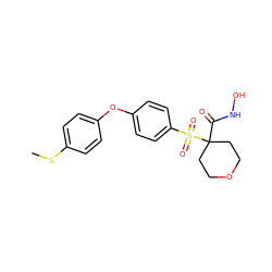 CSc1ccc(Oc2ccc(S(=O)(=O)C3(C(=O)NO)CCOCC3)cc2)cc1 ZINC000072109785