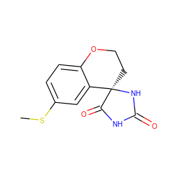 CSc1ccc2c(c1)[C@@]1(CCO2)NC(=O)NC1=O ZINC000026479973