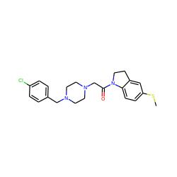 CSc1ccc2c(c1)CCN2C(=O)CN1CCN(Cc2ccc(Cl)cc2)CC1 ZINC000022941253