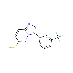 CSc1ccc2ncc(-c3cccc(C(F)(F)F)c3)n2n1 ZINC001772571075