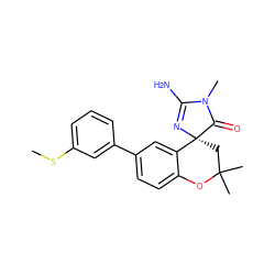 CSc1cccc(-c2ccc3c(c2)[C@@]2(CC(C)(C)O3)N=C(N)N(C)C2=O)c1 ZINC000095602484