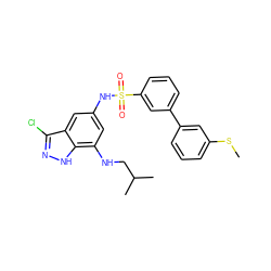 CSc1cccc(-c2cccc(S(=O)(=O)Nc3cc(NCC(C)C)c4[nH]nc(Cl)c4c3)c2)c1 ZINC000013531412