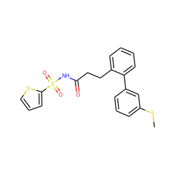 CSc1cccc(-c2ccccc2CCC(=O)NS(=O)(=O)c2cccs2)c1 ZINC000013818276