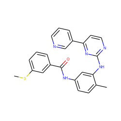 CSc1cccc(C(=O)Nc2ccc(C)c(Nc3nccc(-c4cccnc4)n3)c2)c1 ZINC000073168127