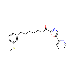 CSc1cccc(CCCCCCC(=O)c2ncc(-c3ccccn3)o2)c1 ZINC000014979861