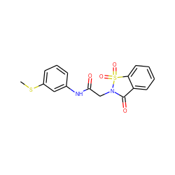 CSc1cccc(NC(=O)CN2C(=O)c3ccccc3S2(=O)=O)c1 ZINC000000802862