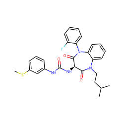 CSc1cccc(NC(=O)N[C@@H]2C(=O)N(CCC(C)C)c3ccccc3N(c3ccccc3F)C2=O)c1 ZINC000013813554